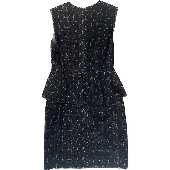 Diane von Furstenberg DVF Black Delian Crochet Pebble Lace Peplum Dress Size 2 - Picture 3 of 15
